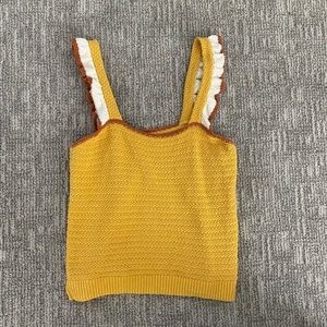 Mustard Madewell sweater ruffle tank